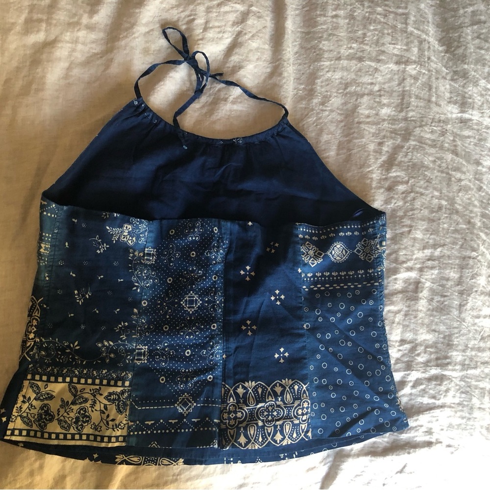 Navy Blue Bandana Print Halter Top - Picture 5 of 5